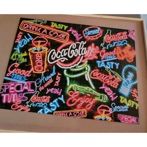 Coca-Cola Neon Jigsaw Puzzle 1000 pc Buffalo Games Complete - Picture 4 of 7
